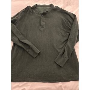 LL Bean Green Wool Blend Henley Sweater XL Outdoor Cabin Lodge Warm